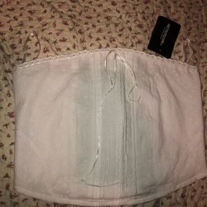 White Cotton Broderie Corset Top